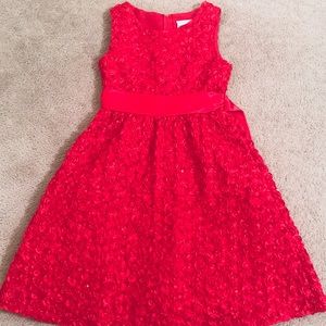Rare Editions Red fancy flower sequin dress